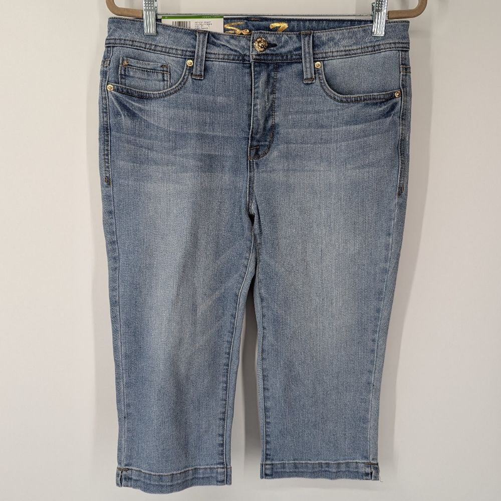 Seven7 Denim Audrey Skimmer Phoenix Light Wash Mid Rise Capris Jean Pants 10 NWT